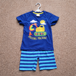 Digger Print Blue & Yellow Nightwear – by Minikidz (2–6 Years)