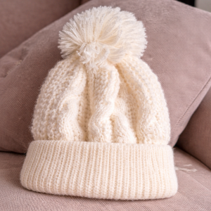 Cream Elegance Pom Pom Hat – by Soft Touch (Newborn–12 Months)