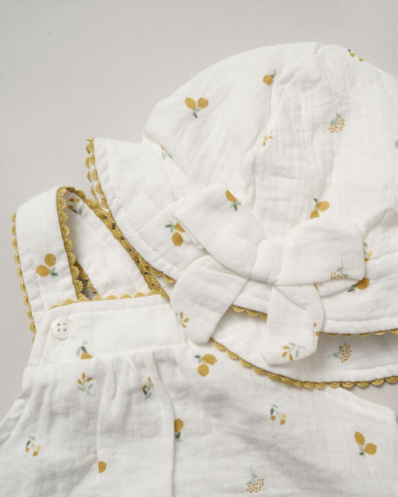 Lemons Muslin Romper & Hat Set – by Rock-a-Bye Boutique (6-9 Months) LAST ONE‼️ - Image 6
