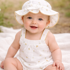 Lemons Muslin Romper & Hat Set – by Rock-a-Bye Boutique (6-9 Months) LAST ONE‼️