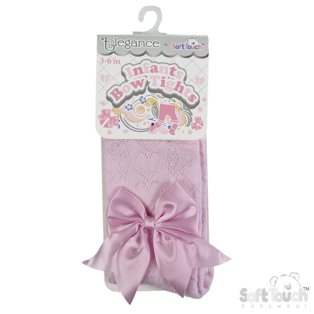 Pink Heart Tights with Large Bow – by Soft Touch (Newborn–12 Months) - Image 2