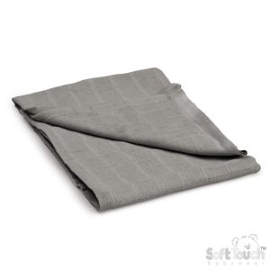 Baby Soft Cotton Muslin Square – Grey (70 x 70cm) – by Soft Touch