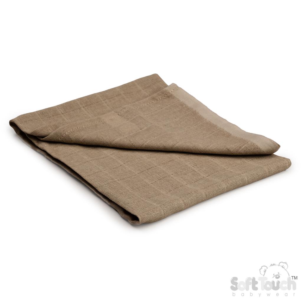 Baby Soft Cotton Muslin Square – Biscuit – by Soft Touch (70 x 70cm)