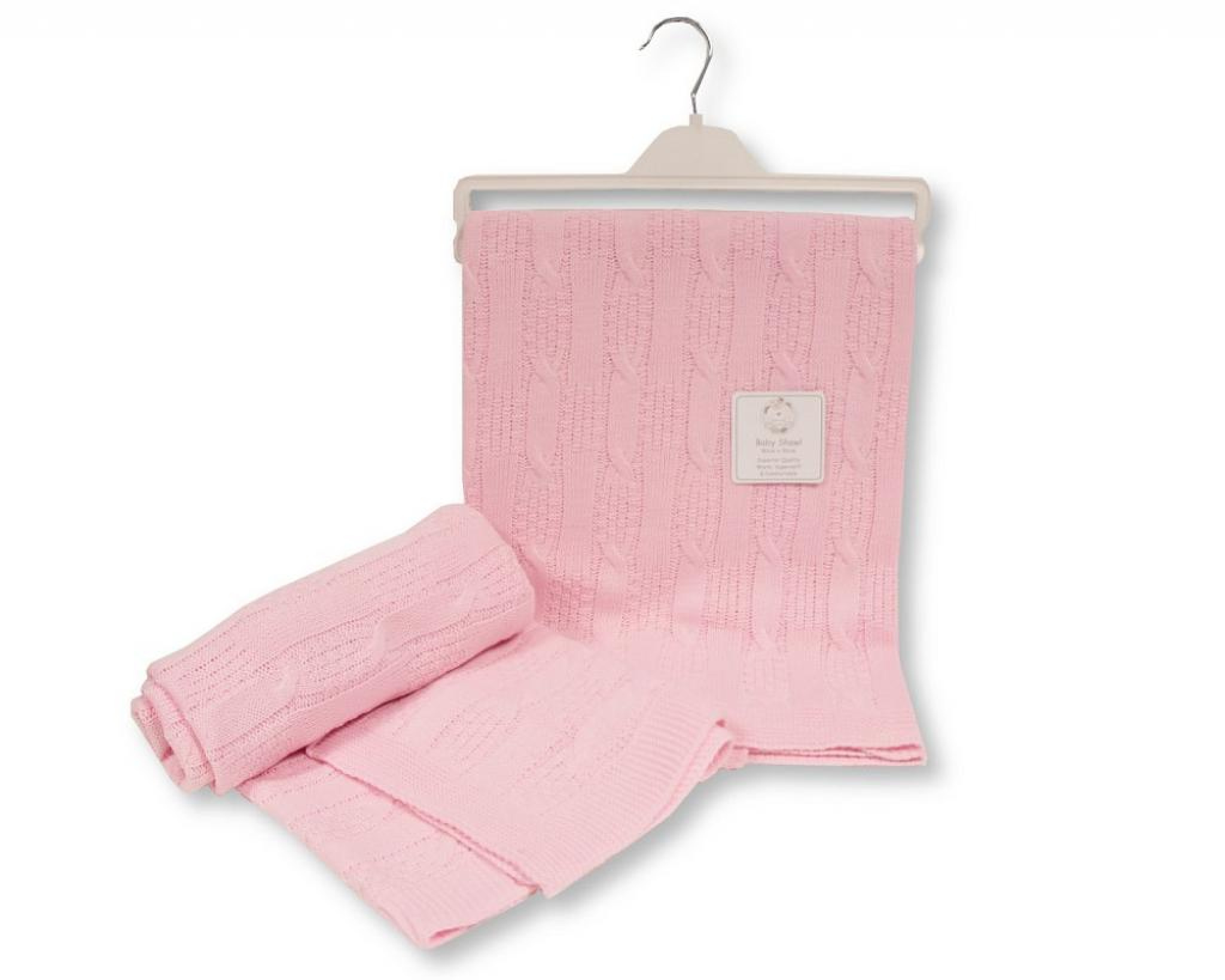 Pink Cable Knit Shawl (80 x 90cm) – by Snuggle Baby - Image 2