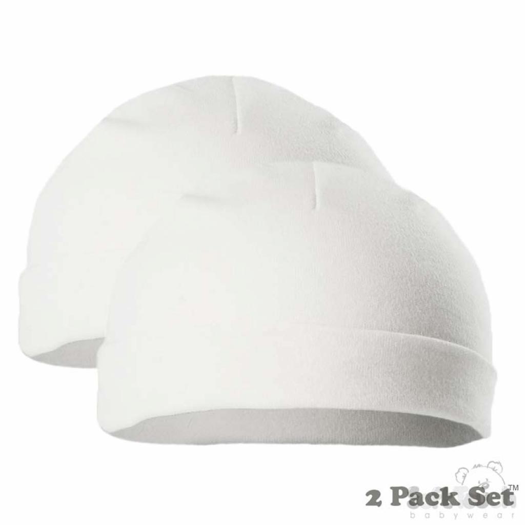 White Premature Infant 2-Pack Hats – by Soft Touch (Tiny Baby) - Image 2