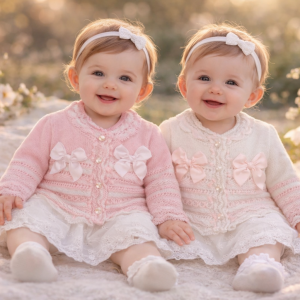 Striped Bow Cardigan – by Nursery Time (Newborn–9 Months)