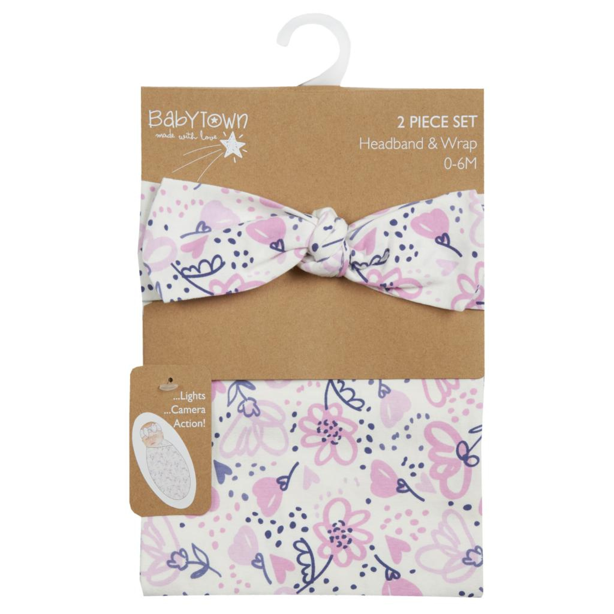 Flowers Wrap & Headband Set – by Baby Town (0–6 Months) - Image 3