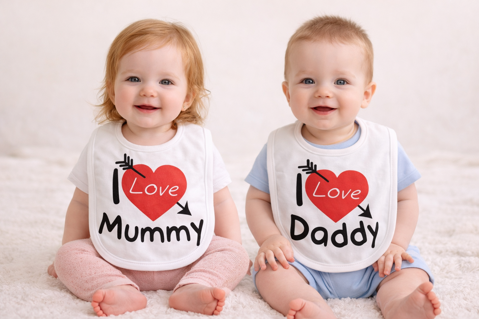I Love Mummy & Daddy Cotton Bib – by Soft Touch