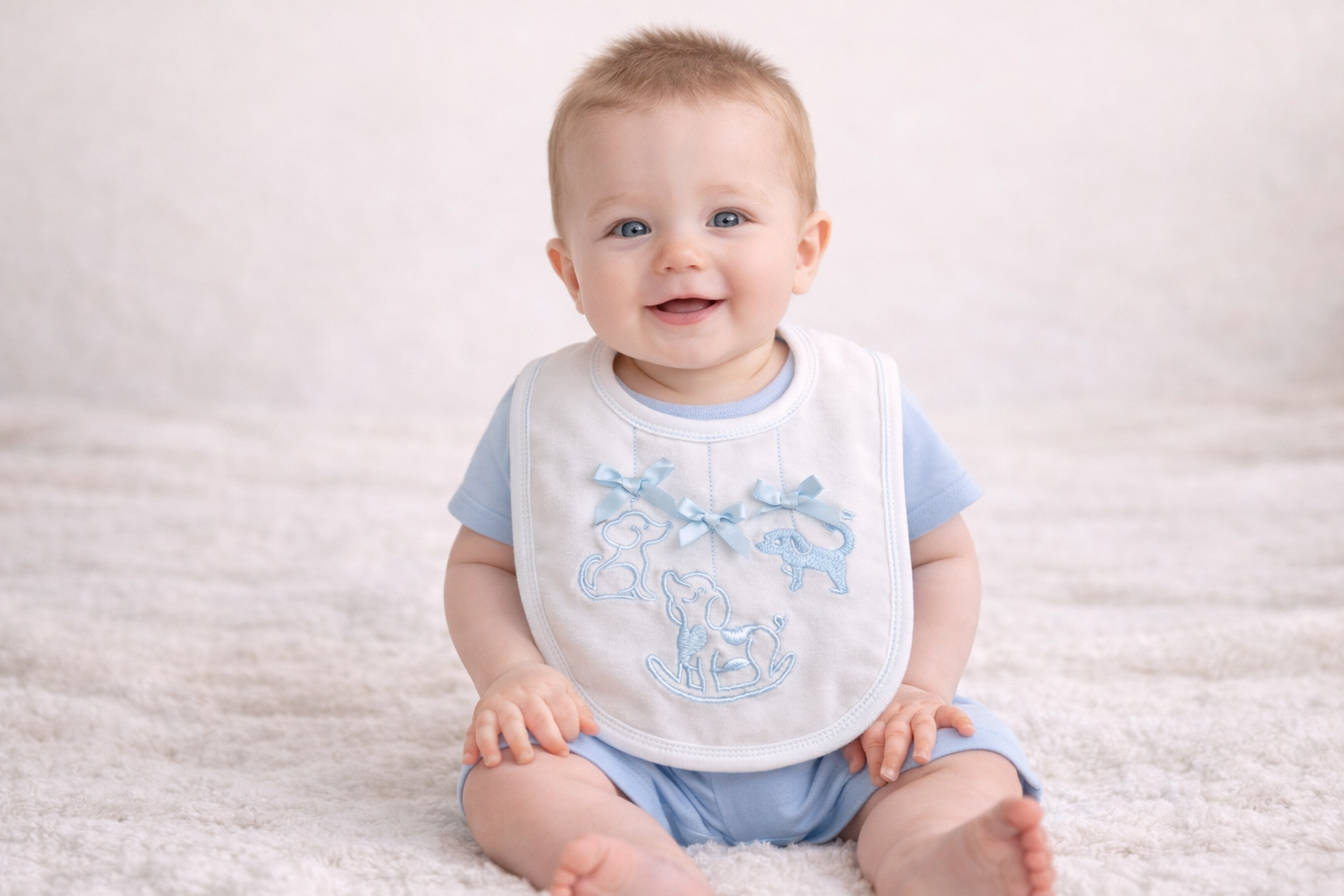 Puppy Embroidered Bib – by Soft Touch