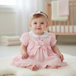 Ruffles and Bows Broderie Anglaise Dress Set – by My Little Chick (Newborn–24 Months)