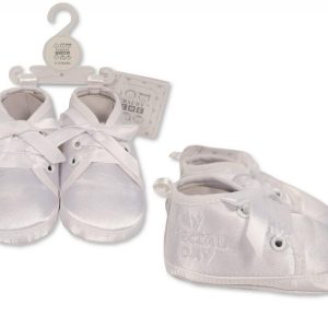 White Christening Shoes – by Nursery Time (0–18 Months)