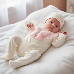 Butterfly Frill All-In-One & Hat Set – by Visara & Vivaki (0–9 months)