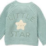 Sage Little Star Knitted Cardigan – by Rock-a-Bye Boutique (0–6 Months)