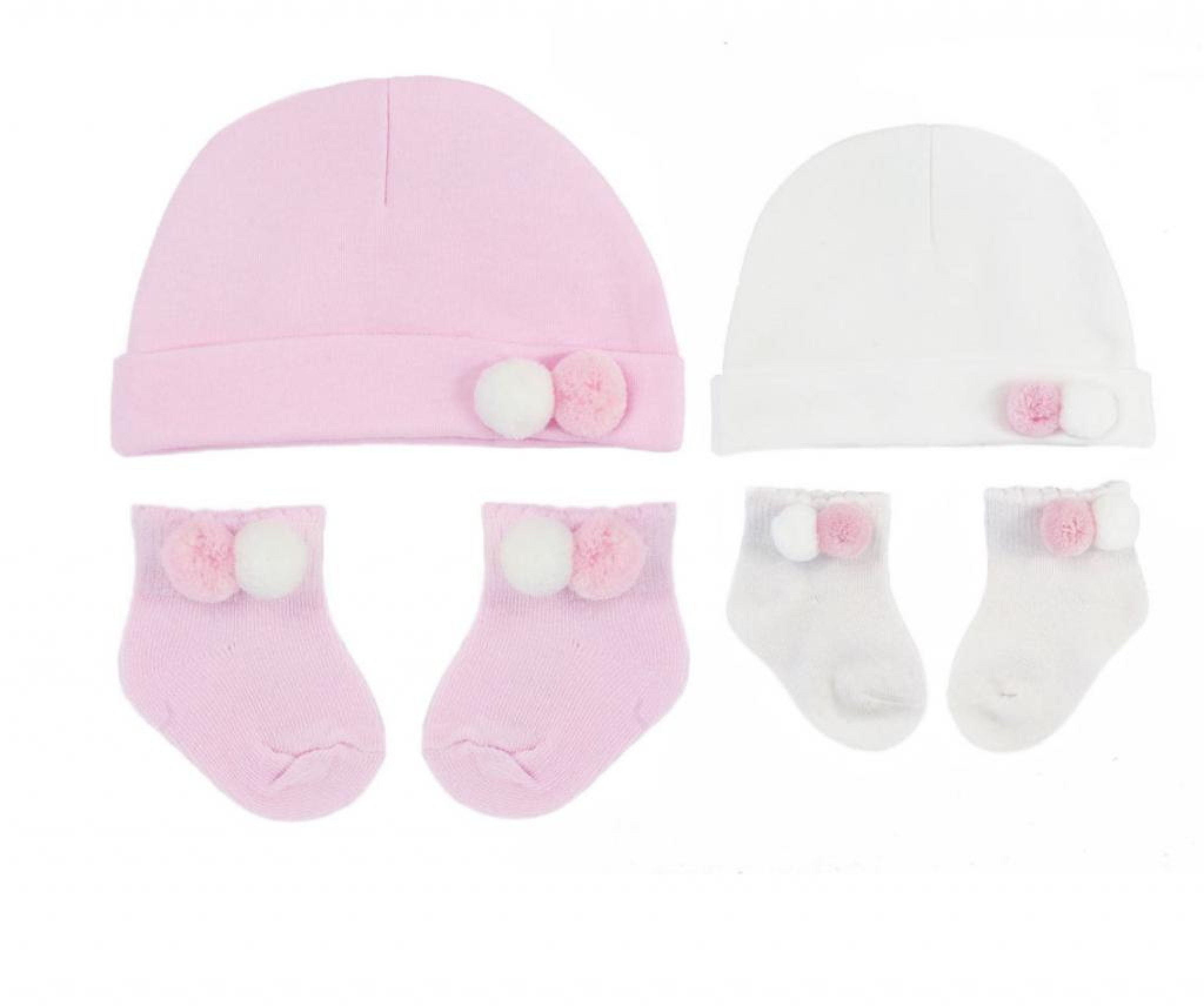 Pom Pom Hat & Socks Set – by Soft Touch (Newborn–6 Months) - Image 4