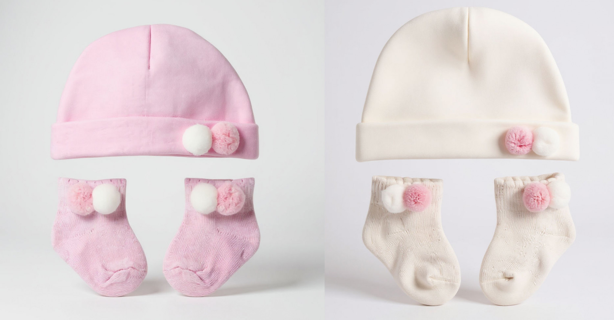 Pom Pom Hat & Socks Set – by Soft Touch (Newborn–6 Months) - Image 2