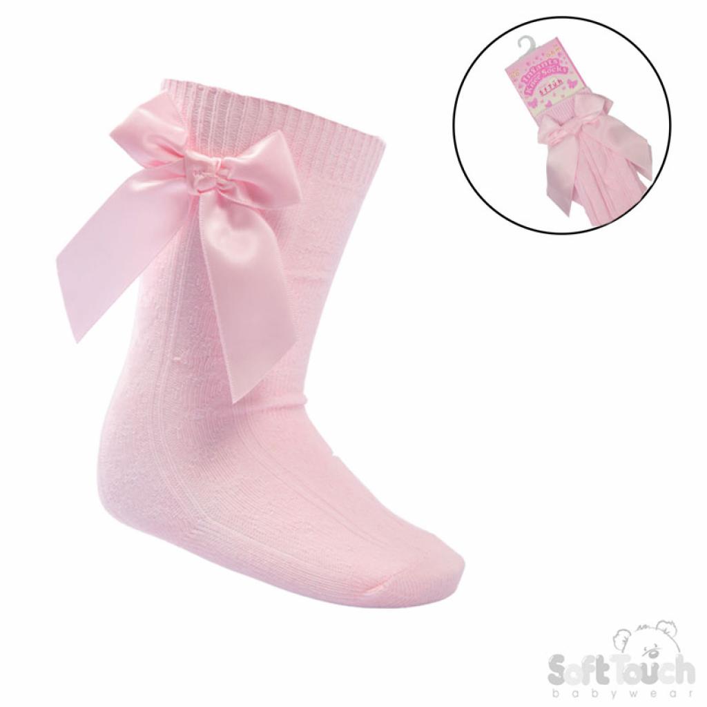 Pink Adorable Heart Knee Socks with Bow – by Soft Touch (0–24 Months) - Image 2