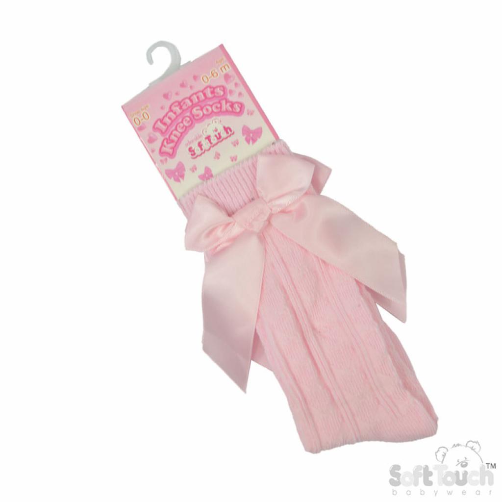 Pink Adorable Heart Knee Socks with Bow – by Soft Touch (0–24 Months) - Image 3