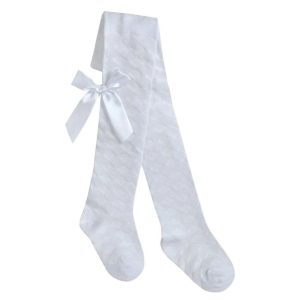White Diamond Bow Tights – by Tick Tock (0–24 Months)