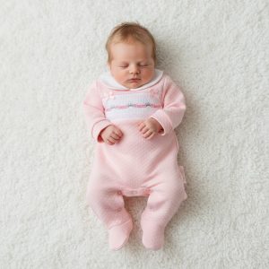 Smocked “Princess” Quilted All-In-One – by Tiny Chick (3–8 lbs)