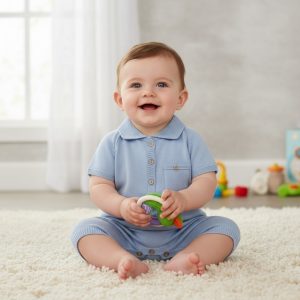 Bradley Sky Pocket Romper – by Pex (0–9 months)