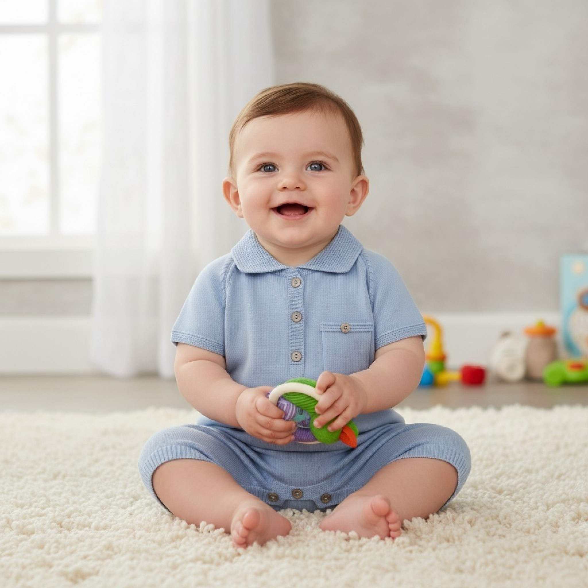Bradley Sky Pocket Romper – by Pex (0–9 months)