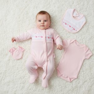 Smocked “Ducks” 4 Piece Gift Set – by Tiny Chick (3–8 lbs)