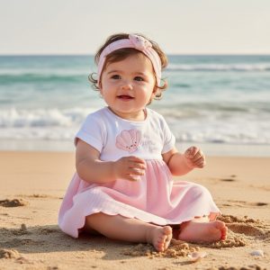 Seashell Scalloped Waffle Dress Set – by Rock-a-Bye Baby (0–6 Months)