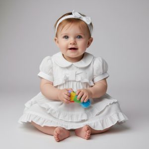 Broderie Anglaise “Ruffle” Dress Set – by My Little Chick (Newborn–6 months)