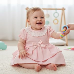Honeycomb Tiered Dress – by My Little Chick (Newborn–9 Months)