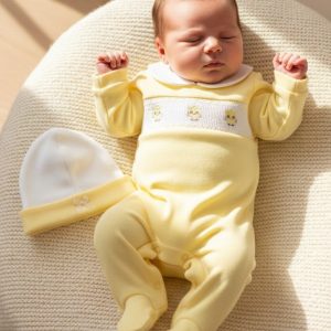 Smocked Owl All In One Set – by My Little Chick (Newborn–6 Months)