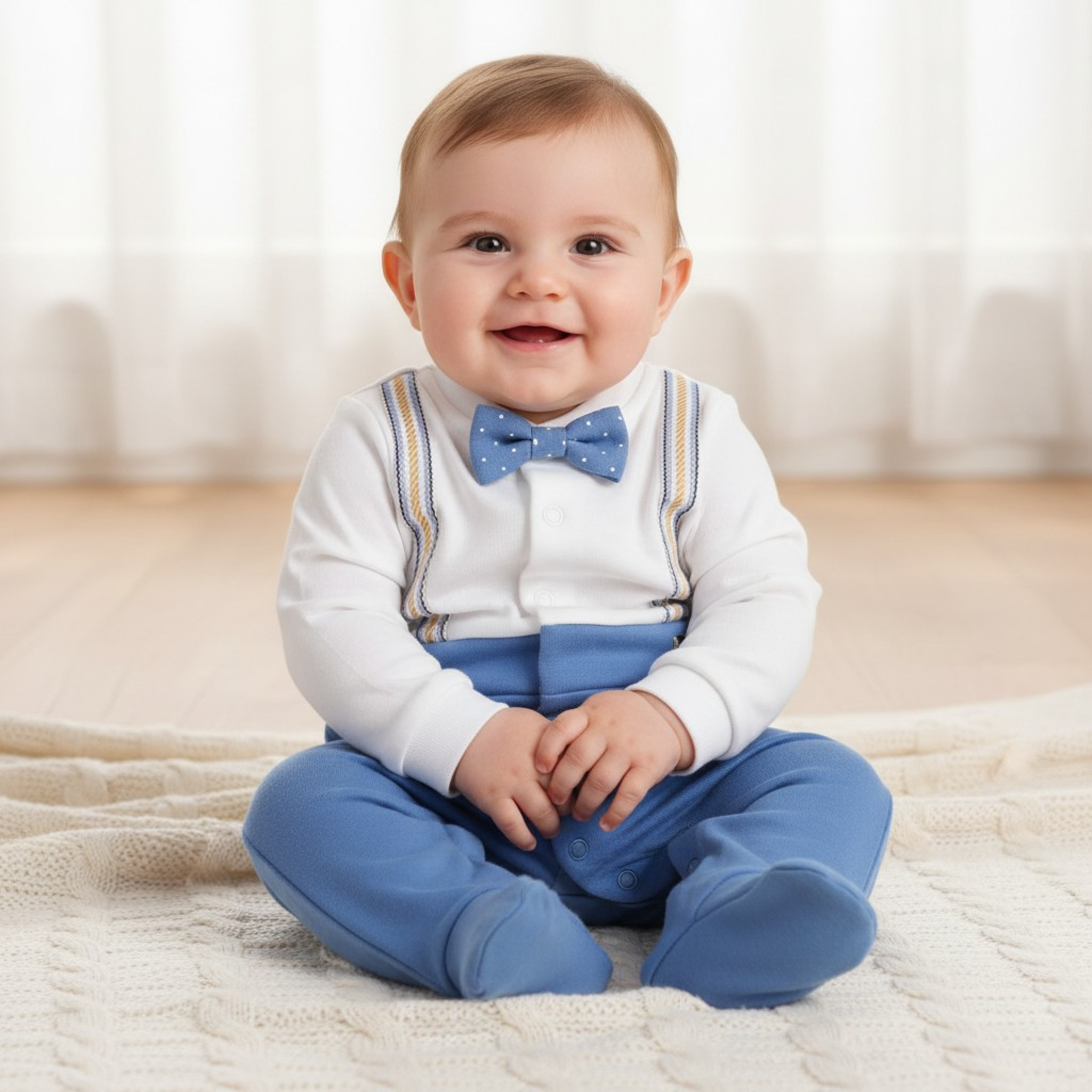 Blue Braces All In One – by Bello Joy (0–9 months)