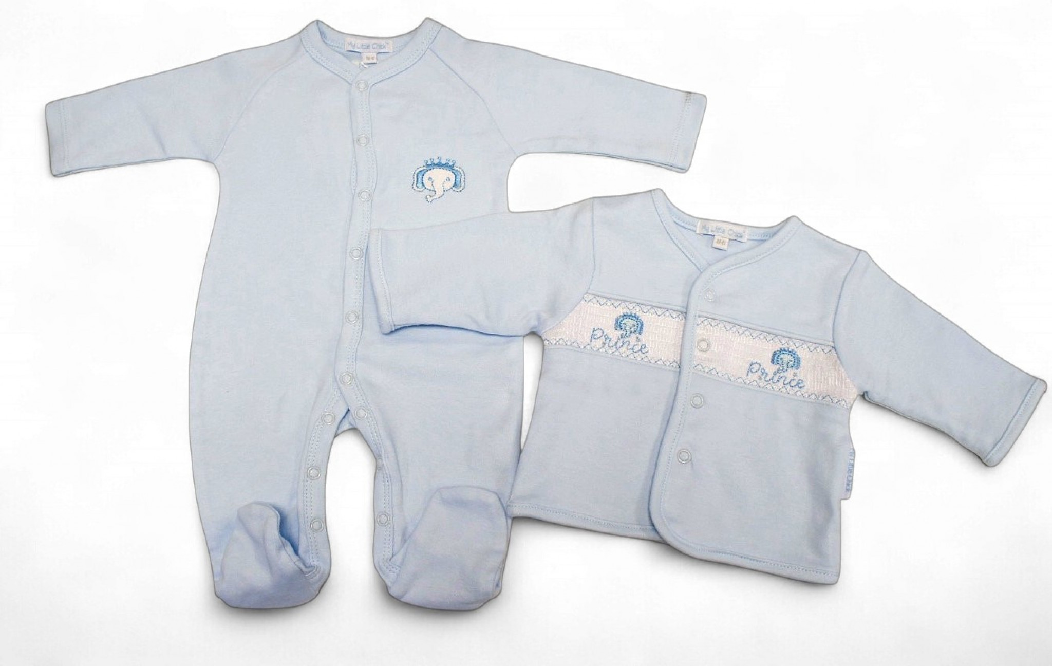 Smocked “Prince” 2 Piece Set – by My Little Chick (Newborn–6 Months) - Image 2