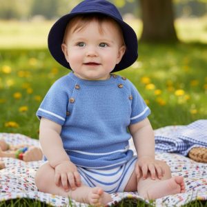 Casper Dusky Blue Knit Set – by  Pex (Newborn & 3–6 Months)