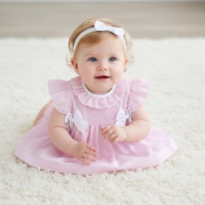 Smock Stripe and Bows Dress Set – by Rock-a-Bye Boutique (6–9 Months)