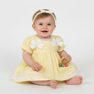Broderie Anglaise “Bows” Dress Set – by My Little Chick (Newborn)
