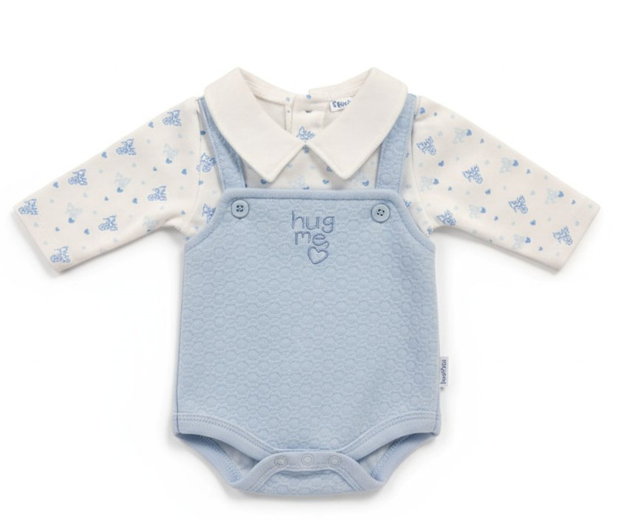 Sky “Hug Me” Dungaree Set – by Tiny Chick (3–8 lbs) - Image 3