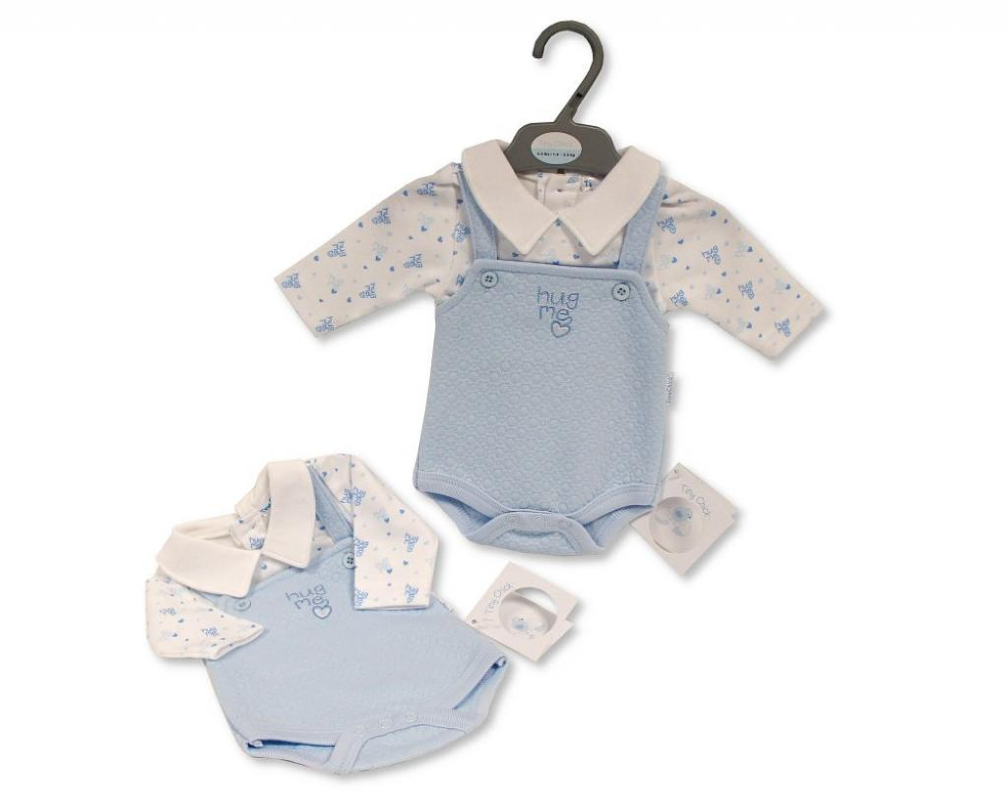 Sky “Hug Me” Dungaree Set – by Tiny Chick (3–8 lbs) - Image 2