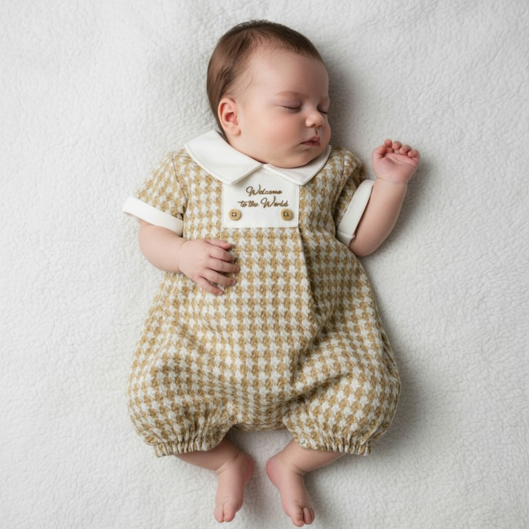 Welcome Dogtooth Romper – by My Little Chick (Newborn–6 Months)