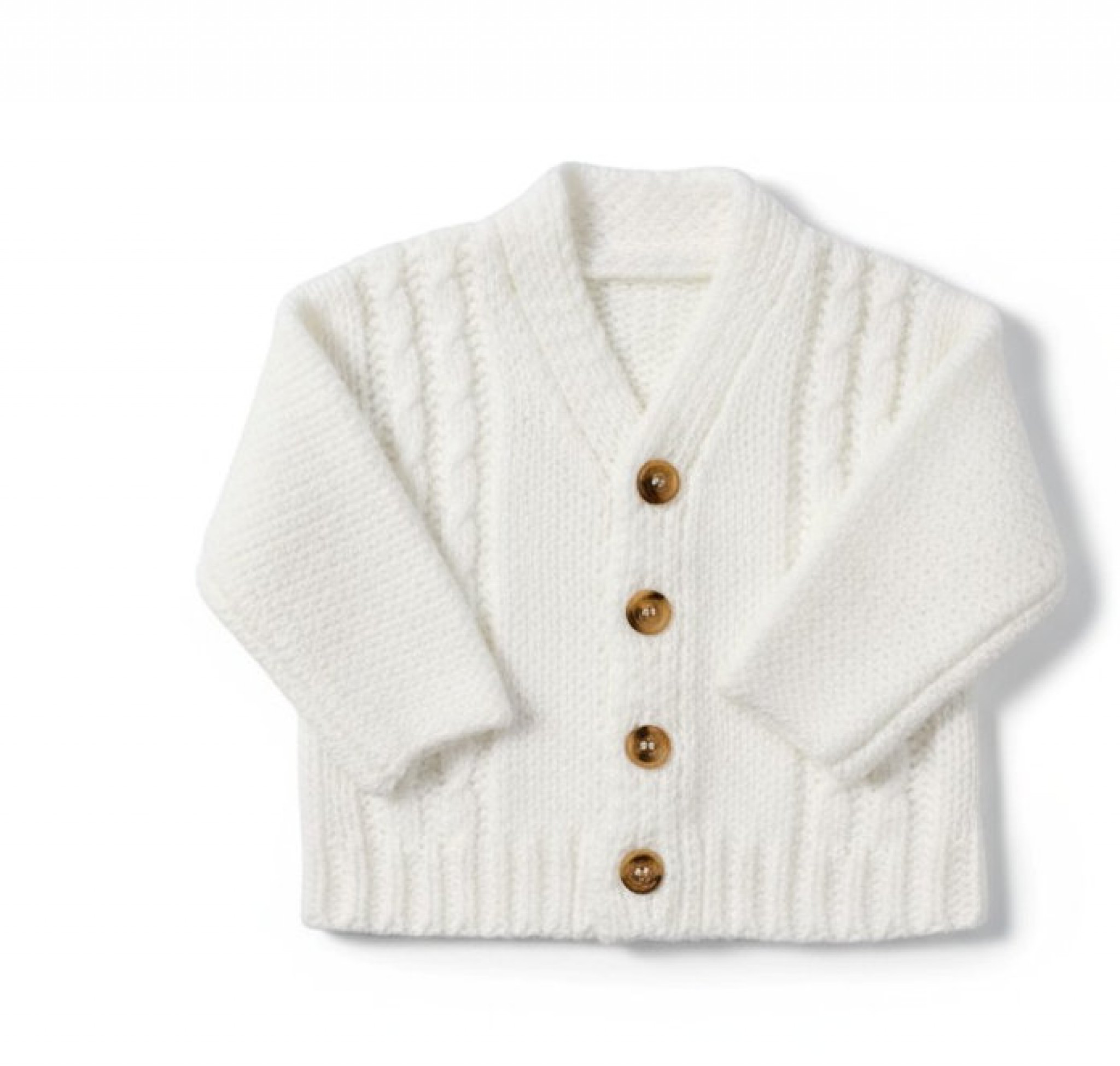 White Chunky Cable Knit Cardigan – by Nursery Time (Newborn–12 Months) - Image 2