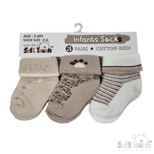 Bears Triple Pack of Socks – by Soft Touch (Newborn–12 months)