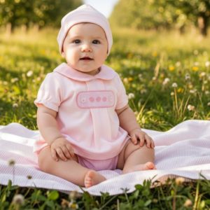 Striped “Cherries” Two Piece Set – by My Little Chick (Newborn–6 Months)