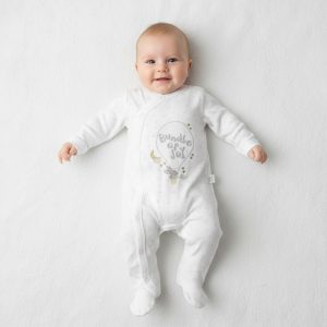 Star Pattern “Bundle of Joy” Bunny All-in-One – by Watch Me Grow (0–3 Months)