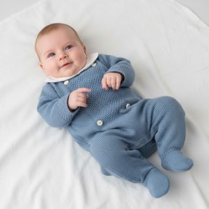 Dusky Blue Panel Sleeper – by BeeBo (0–9 Months)