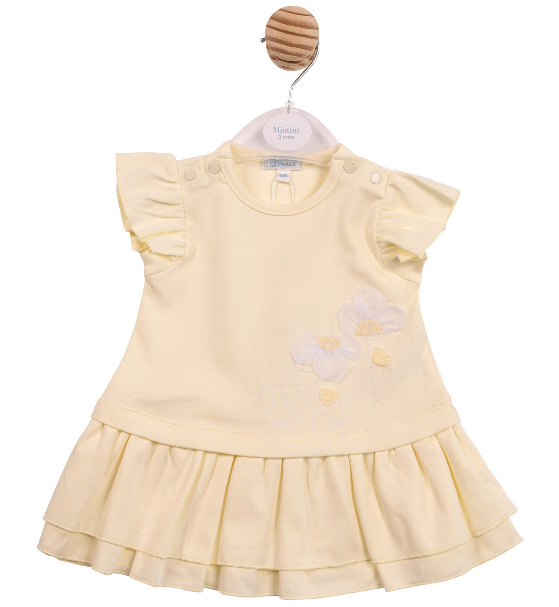 Yellow 3D Floral Dress – by Mintini (12–24 months) - Image 2