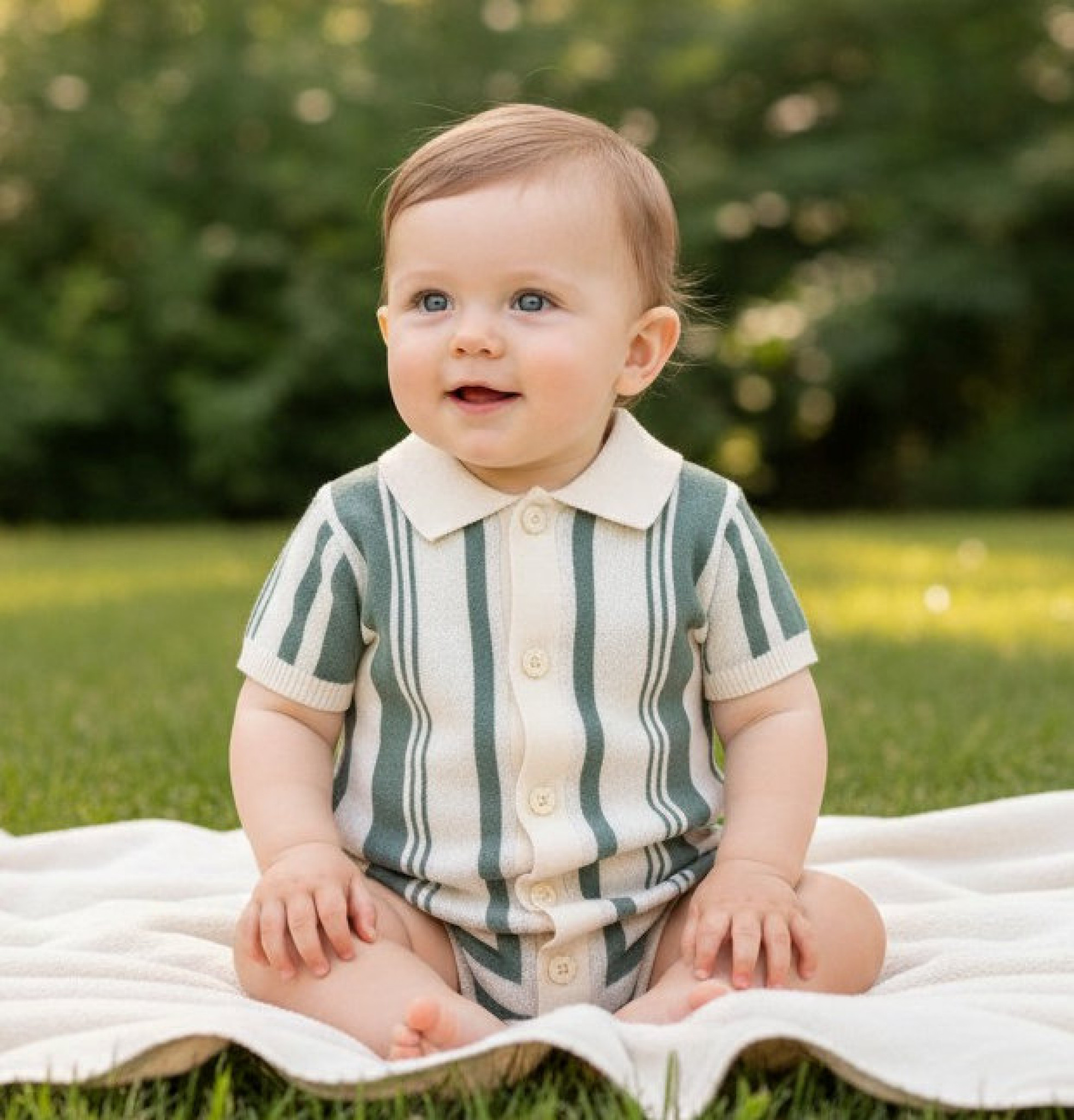Geometric True Knit Romper – by Norn Studio (0–9 Months)