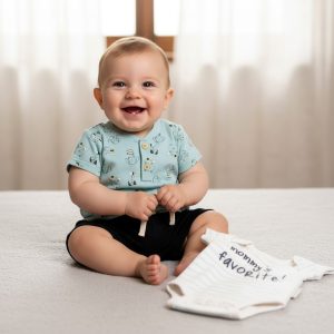 Puppy Top, Vest and Shorts Set – by Nursery Time (0–9 Months)