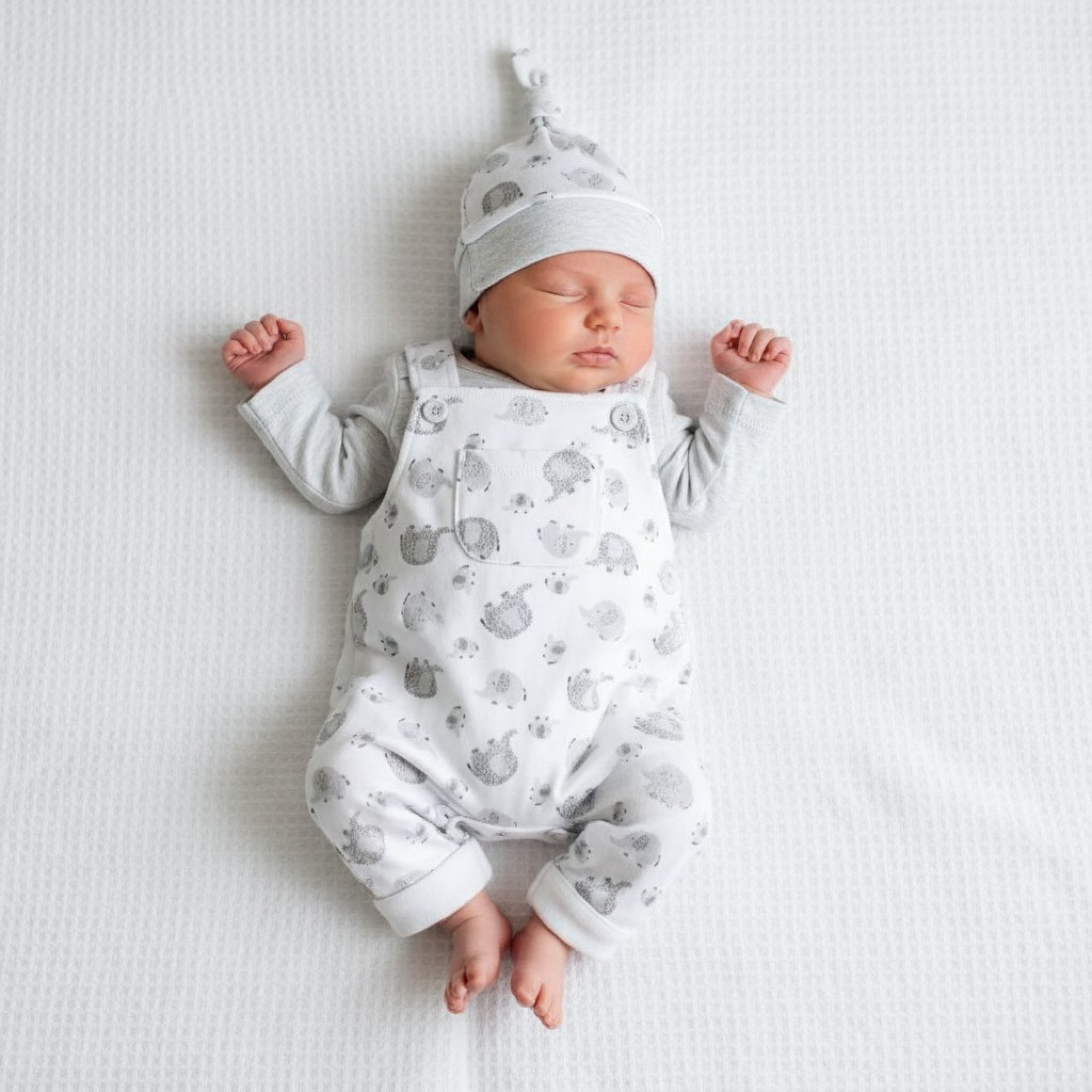 Elephant Dungaree Set – by Just Too Cute (3–8 lbs)