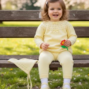 Cara Lemon Knitted Three Piece Set – by Pex (9–24 Months)