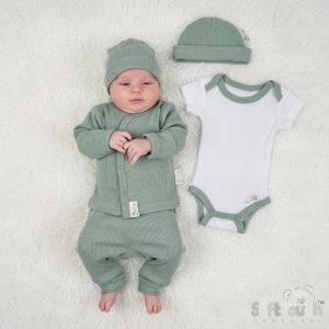 Sage Green Four Piece Set – by Soft Touch (Tiny Baby 3.5kg)
