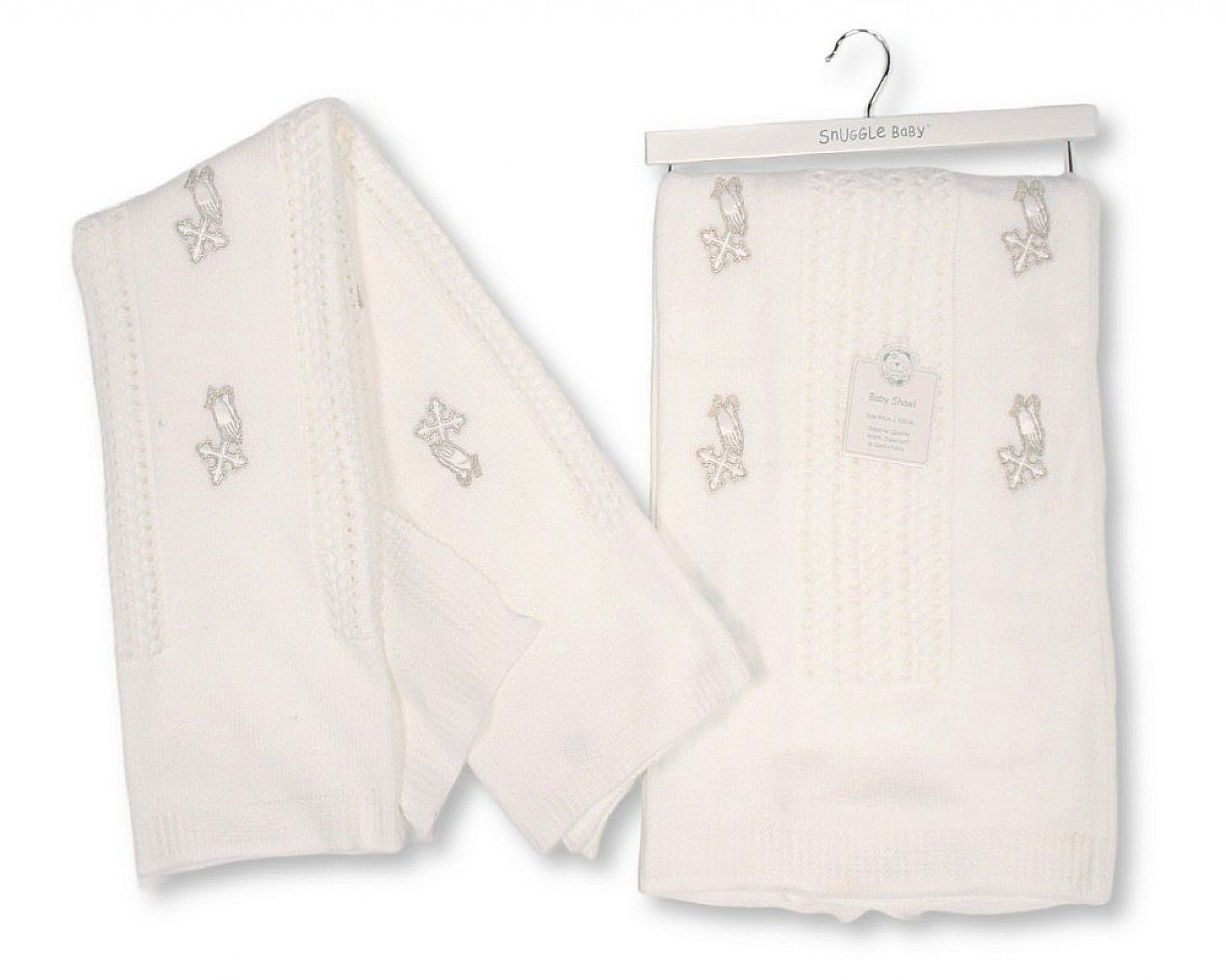 Christening Shawl with Silver Embroidery – by Snuggle Baby - Image 2